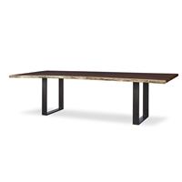 130" Guan Slab Dining Table - Oiled Bronze Strap Base