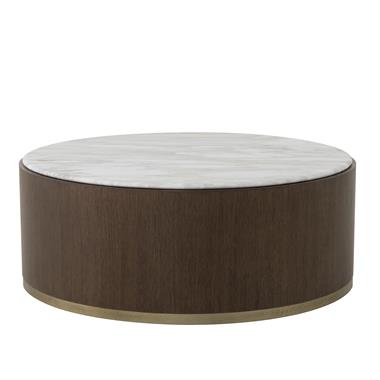 Carino Round Cocktail Table w/Marble Top - Cocoa