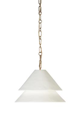 Halo Double Shade 15" Deep Pendant - Soft Brass/Plaster