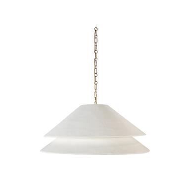 Halo Double Shade 18" Shallow Pendant - Soft Brass/Plaster Shade